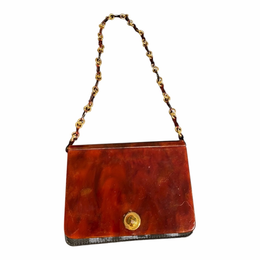 Tano Hard Brown Front Purse with Gold Accents